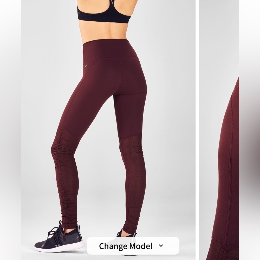 Fabletics Cashel Foldover Pureluxe Leggings in burgundy size large